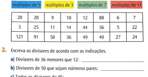 múltiplos e divisores de números.